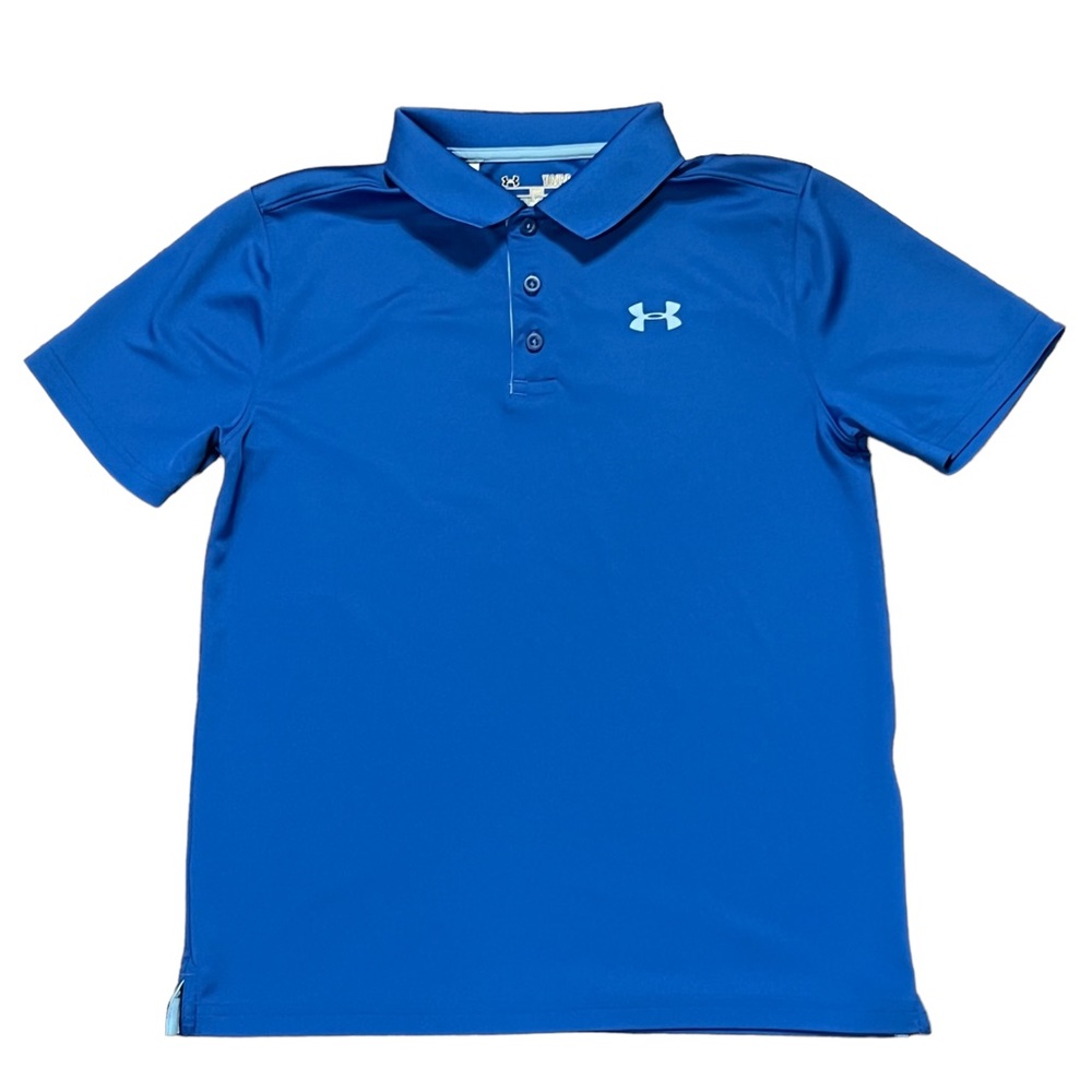 Under Armour Heat Gear Polo Blue Youth Large EUC